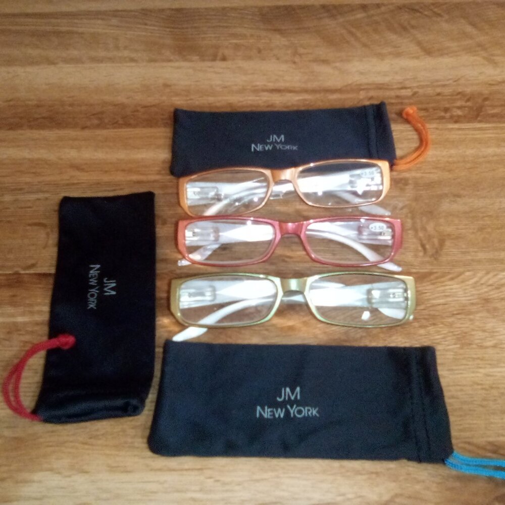 3 pair JM New York +3.50 reading glasses pre owned